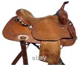 KO Trading Company Barrel Saddle, 15 Suede Seat, Roughout, Regular Oil Leather