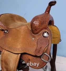 KO Trading Company Barrel Saddle, 15 Suede Seat, Roughout, Regular Oil Leather