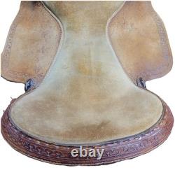 KO Trading Company Barrel Saddle, 15 Suede Seat, Roughout, Regular Oil Leather