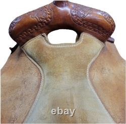 KO Trading Company Barrel Saddle, 15 Suede Seat, Roughout, Regular Oil Leather