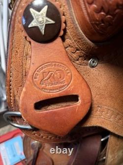 KO Trading Company Barrel Saddle, 15 Suede Seat, Roughout, Regular Oil Leather