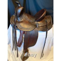 Keyston Bros Vintage Collectors Beartrap Saddle 1940s Dark Oil Highback 14 Seat