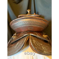Keyston Bros Vintage Collectors Beartrap Saddle 1940s Dark Oil Highback 14 Seat