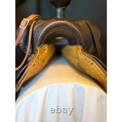Keyston Bros Vintage Collectors Beartrap Saddle 1940s Dark Oil Highback 14 Seat