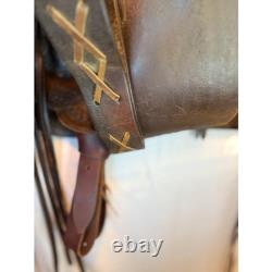 Keyston Bros Vintage Collectors Beartrap Saddle 1940s Dark Oil Highback 14 Seat