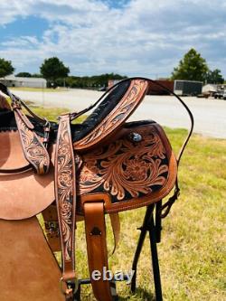 Kids Adults Western Horse Barrel Saddle Floral tooled Free Tackset Free Shipping