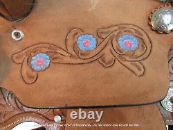 Kids Western Saddle Barrel Racing Pleasure Horse Trail Used Leather 10 12 13