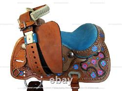 Kids Western Saddle Barrel Racing Pleasure Horse Trail Used Leather 10 12 13