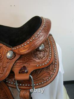Kids Western Saddle Barrel Racing Pleasure Tooled Leather Child Saddles 10 12 13