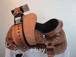 Kids Western Saddle Barrel Racing Pleasure Tooled Leather Child Saddles 10 12 13