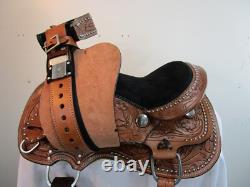 Kids Western Saddle Barrel Racing Pleasure Tooled Leather Used Tack Set 10 12 13