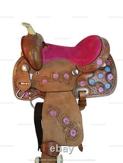 Kids Western Saddle Barrel Racing Youth Pleasure Horse Used Pink Tack 10 12 13