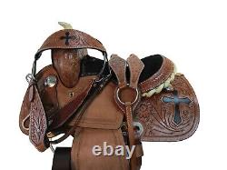 Kids Western Saddle Brown Leather Youth Pleasure Trail Barrel Used Tack 10 12 13