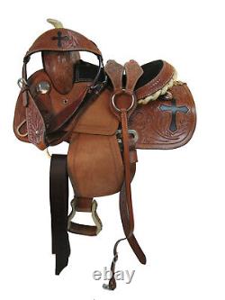 Kids Western Saddle Brown Leather Youth Pleasure Trail Barrel Used Tack 10 12 13