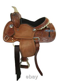 Kids Western Saddle Brown Leather Youth Pleasure Trail Barrel Used Tack 10 12 13