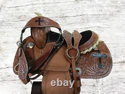 Kids Western Saddle Brown Leather Youth Pleasure Trail Barrel Used Tack 10 12 13