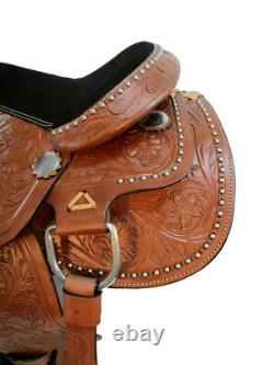 Kids Western Saddle Youth Barrel Racing Comfy Tooled Leather Used Set 10 12 13