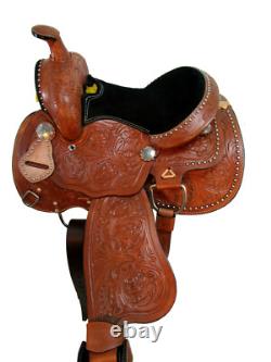 Kids Western Saddle Youth Barrel Racing Comfy Tooled Leather Used Set 10 12 13
