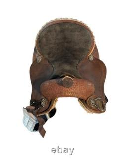King Series 13 Youth Western Saddle Tooled Leather Star Conchos Kids Pony