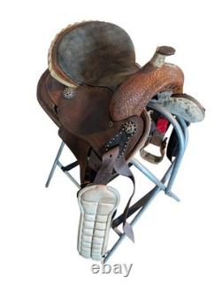 King Series 13 Youth Western Saddle Tooled Leather Star Conchos Kids Pony