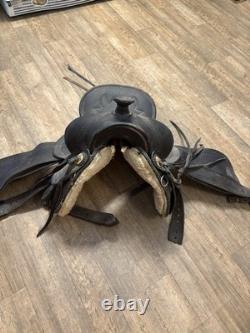 King Series Leather Children's Traditional Western Saddle 12 in Black for Pony