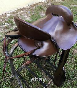 King Series brown leather Western draft horse trail saddle 16 used