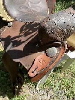 Kingsville Texas Leather Western Saddle Marked Joe Mendietta King Ranch Area