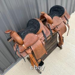LOT OF 2 Pony Saddles 12 Kids Western Saddle Leather Horse Tack Set Bundle