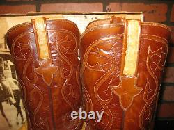 LUCCHESE OSTRICH Saddle Tan COWBOY BOOTS 11 B