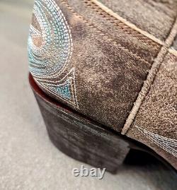Lanes Women's Western Boots Size 7 Mocha Brown w Light Teal Embroidery with Box