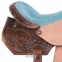 Leather Western Barrel Horse Saddle Handmade Tooling With Suede Soft Seat