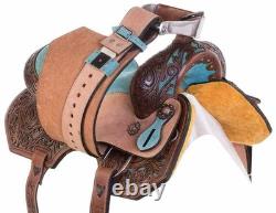 Leather Western Barrel Horse Saddle Handmade Tooling With Suede Soft Seat