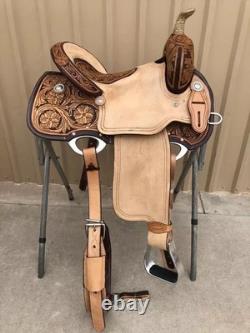 Leather Western Barrel Racing Trail Horse Tack Saddle With Girth in All Sizes