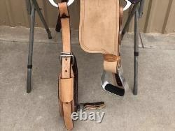 Leather Western Barrel Racing Trail Horse Tack Saddle With Girth in All Sizes