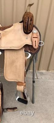 Leather Western Barrel Racing Trail Horse Tack Saddle With Girth in All Sizes