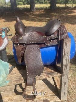 Leather Western Horse Saddle with Floral Carving Buffalo Saddlery 15