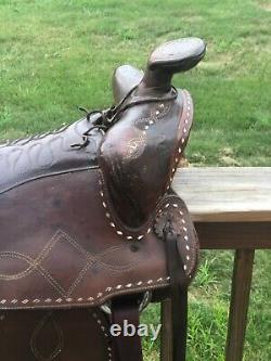 Leather Western Saddle 14 1/2 inch 6 Gullet exc condition Horse Equine