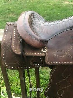 Leather Western Saddle 14 1/2 inch 6 Gullet exc condition Horse Equine