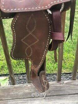 Leather Western Saddle 14 1/2 inch 6 Gullet exc condition Horse Equine