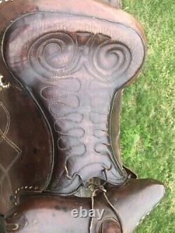 Leather Western Saddle 14 1/2 inch 6 Gullet exc condition Horse Equine