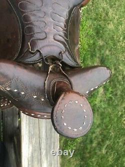 Leather Western Saddle 14 1/2 inch 6 Gullet exc condition Horse Equine