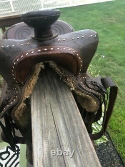 Leather Western Saddle 14 1/2 inch 6 Gullet exc condition Horse Equine