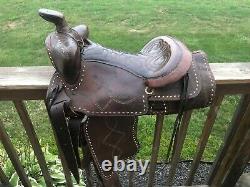 Leather Western Saddle 14 1/2 inch 6 Gullet exc condition Horse Equine