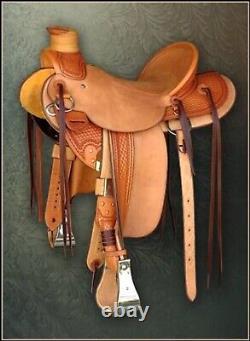 Leather Western Wade Saddle Rough Out Horse Tack Roping Ranch set 10'' to 18'