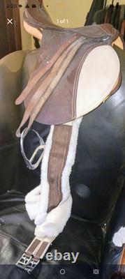 Leather horse saddle, padded