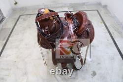 Leather western wade saddle tooled carved leather horse tack All Colors All Size