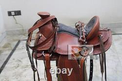 Leather western wade saddle tooled carved leather horse tack All Colors All Size