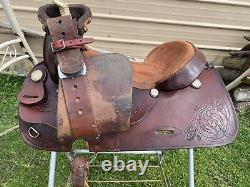 Lightly used 16 Blue Ridge brown leather Western barrel saddle US made