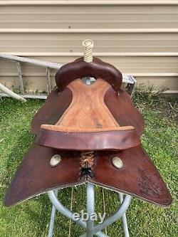 Lightly used 16 Blue Ridge brown leather Western barrel saddle US made