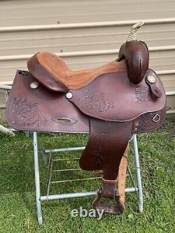 Lightly used 16 Blue Ridge brown leather Western barrel saddle US made